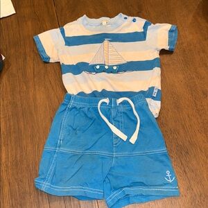 Vintage “Le Top” Blue and White Sailboat Baby Set - 12m